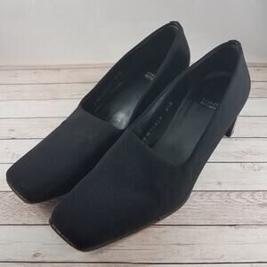 Stuart Weitzman square toe fabric block heel 8.5B